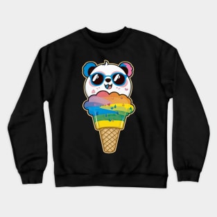 Cute Kawaii Panda Pride with rainbow ice con Crewneck Sweatshirt